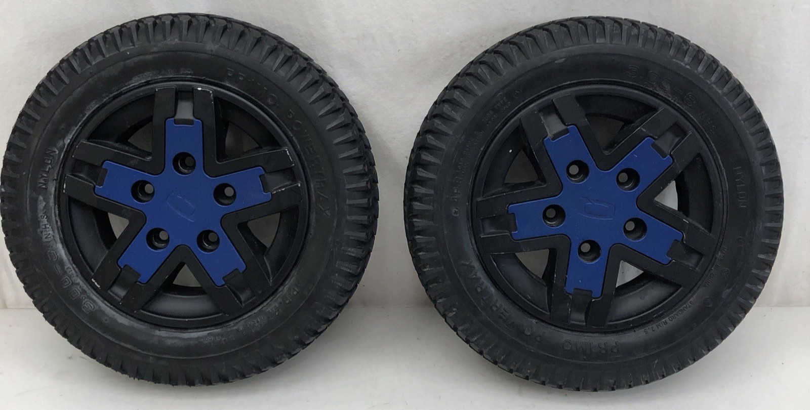 Quantum Edge 3/2.0/Stretto/4Front Set/Pair Drive Wheels & Tires 3.00-8 Blue