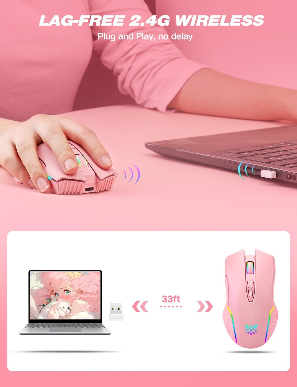 Computer Mouse, Ergonomic Optical Mice with RGB Backlit, 6 Adjustable DPI, US...