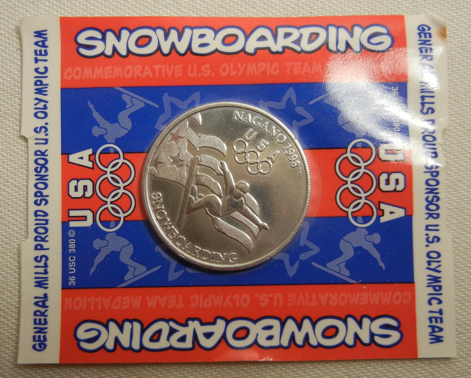 NIP General Mills Nagano Winter Olympics 1998 Snowboarding Commemorative Coin