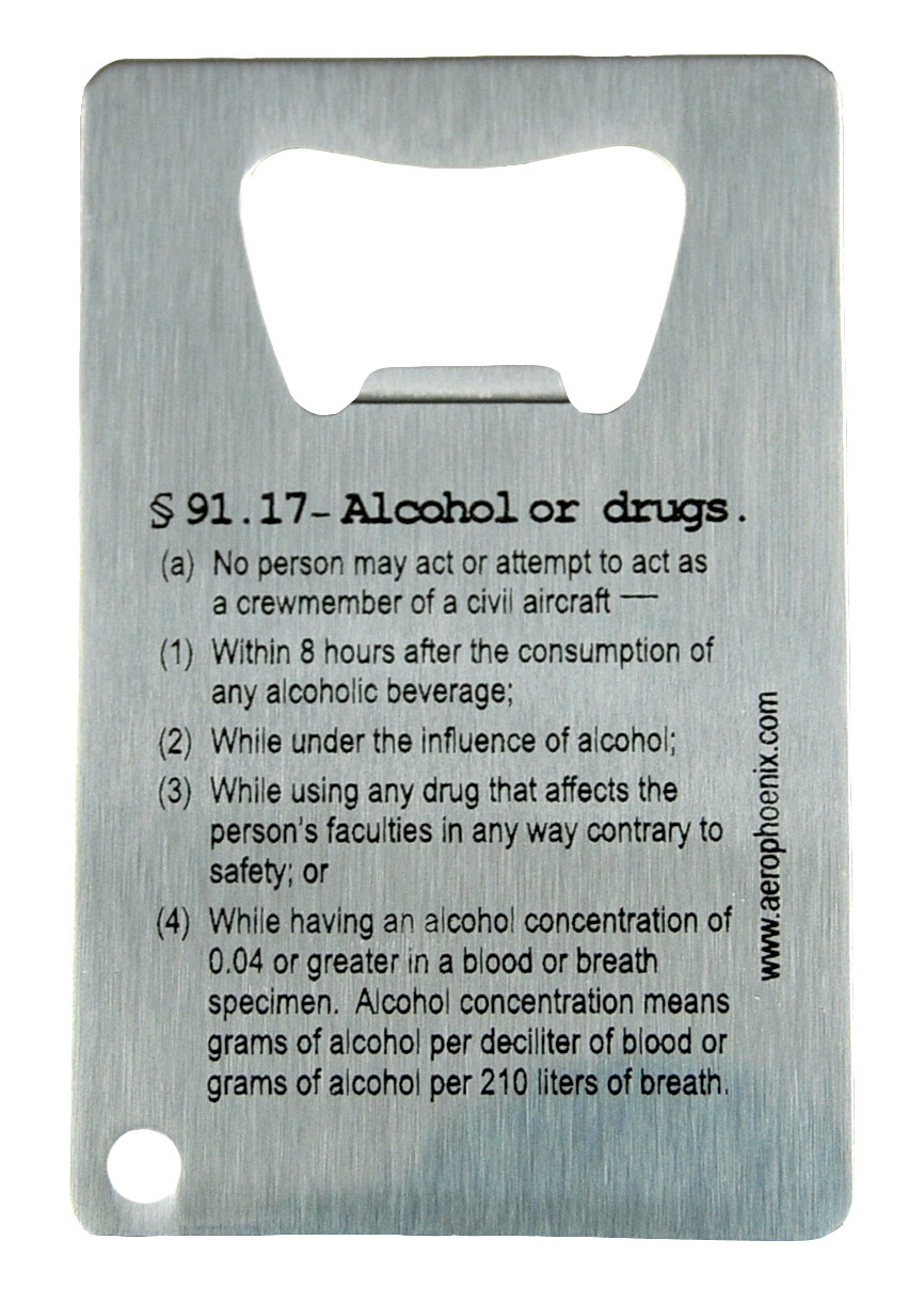 AeroPhoenix "Bottle-to-Throttle"  FAR 91.17 Bottle Opener