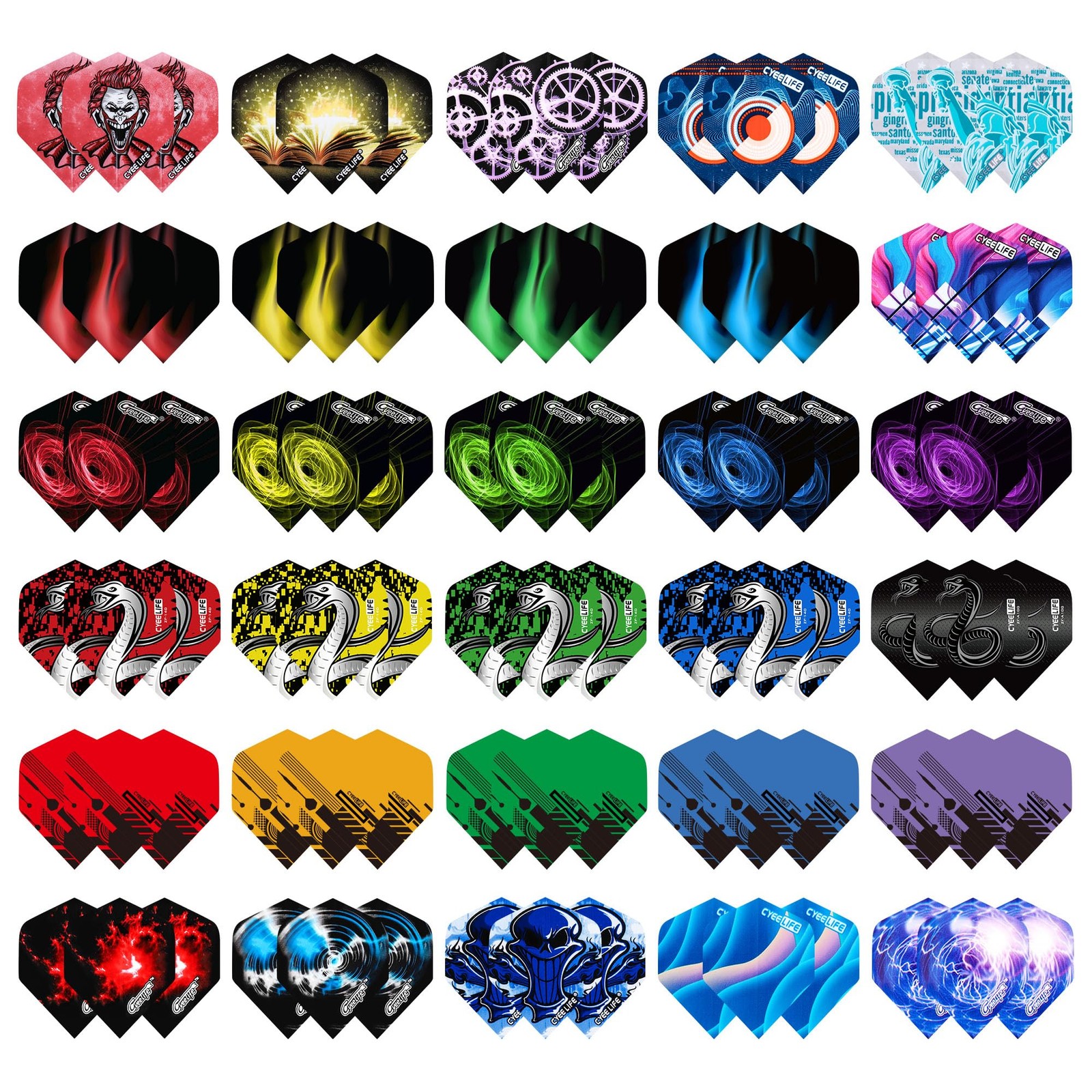 Standard Dart Flights 30 Sets 90 Pcs Durable PET Replacement Feather Tail Wing f