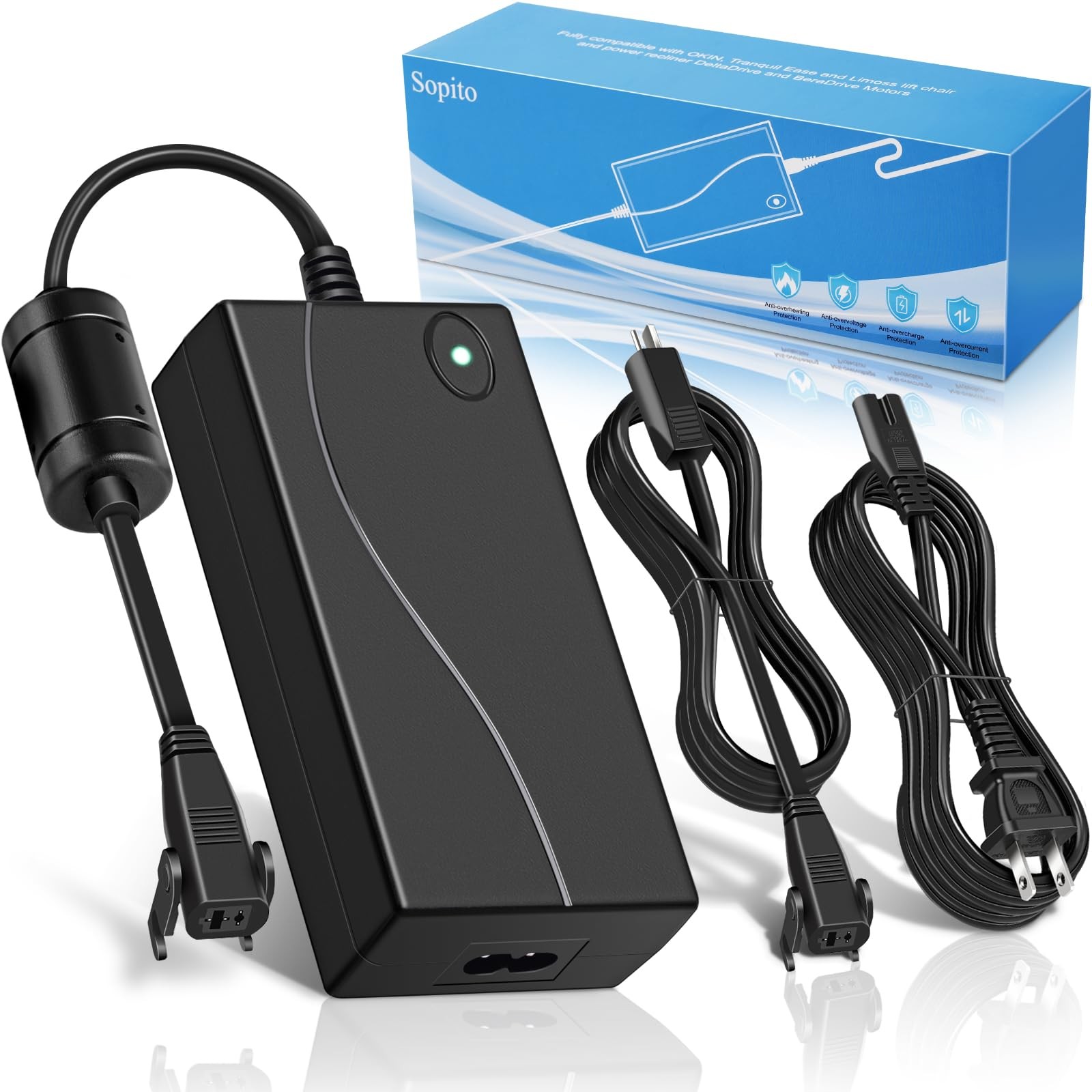 Power Recliner Power Supply, Universal AC/DC Adapter Kit 100-240V -with Exten...