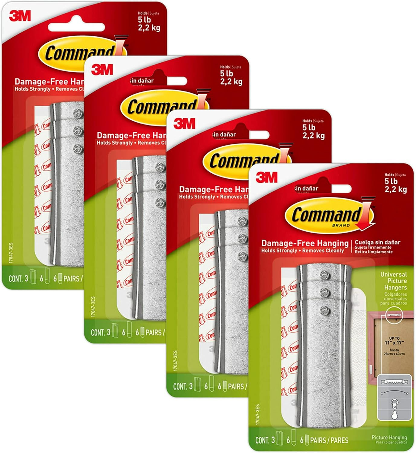 Command Large Universal Frame Hanger, 3-Hangers, 6-Strips, 6-Frame Stabilizer St