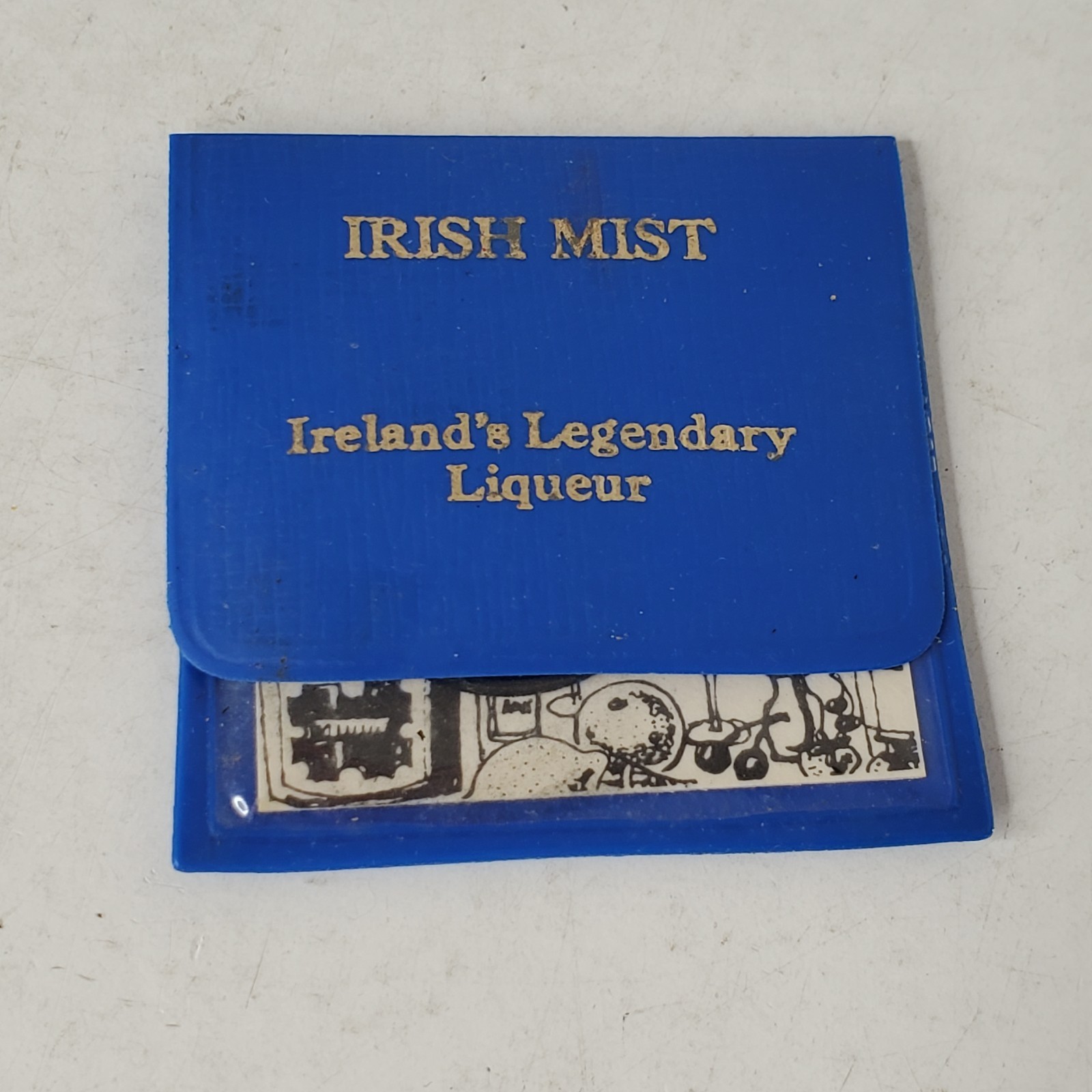 1971 Ireland 1 Penny 1p Book of Kells Bird Coin Irish Mist Wallet w Drink Recipe