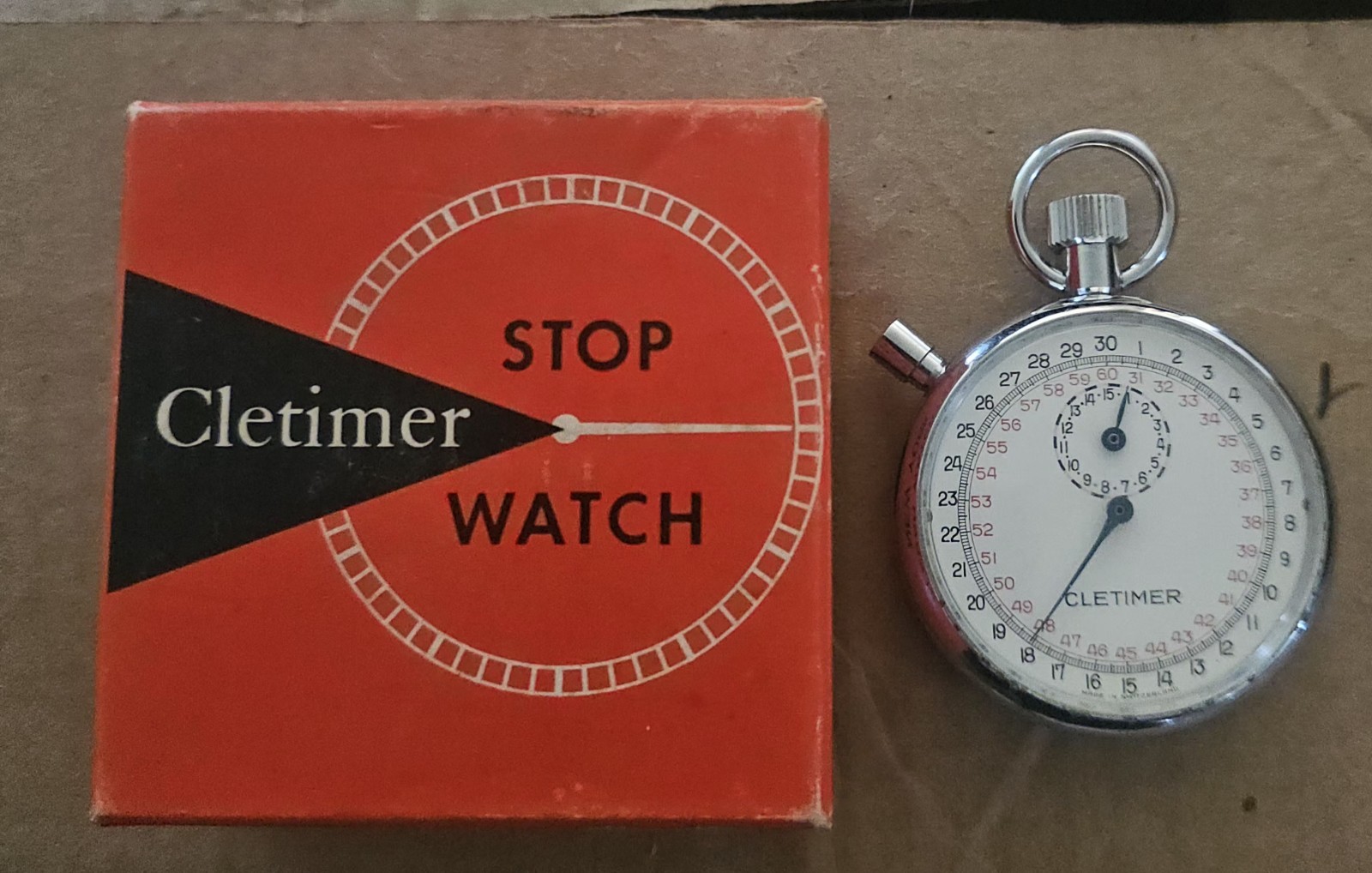 Vintage Swiss CLETIMER Mechanical Stopwatch – Starts Then Stops – For Repair
