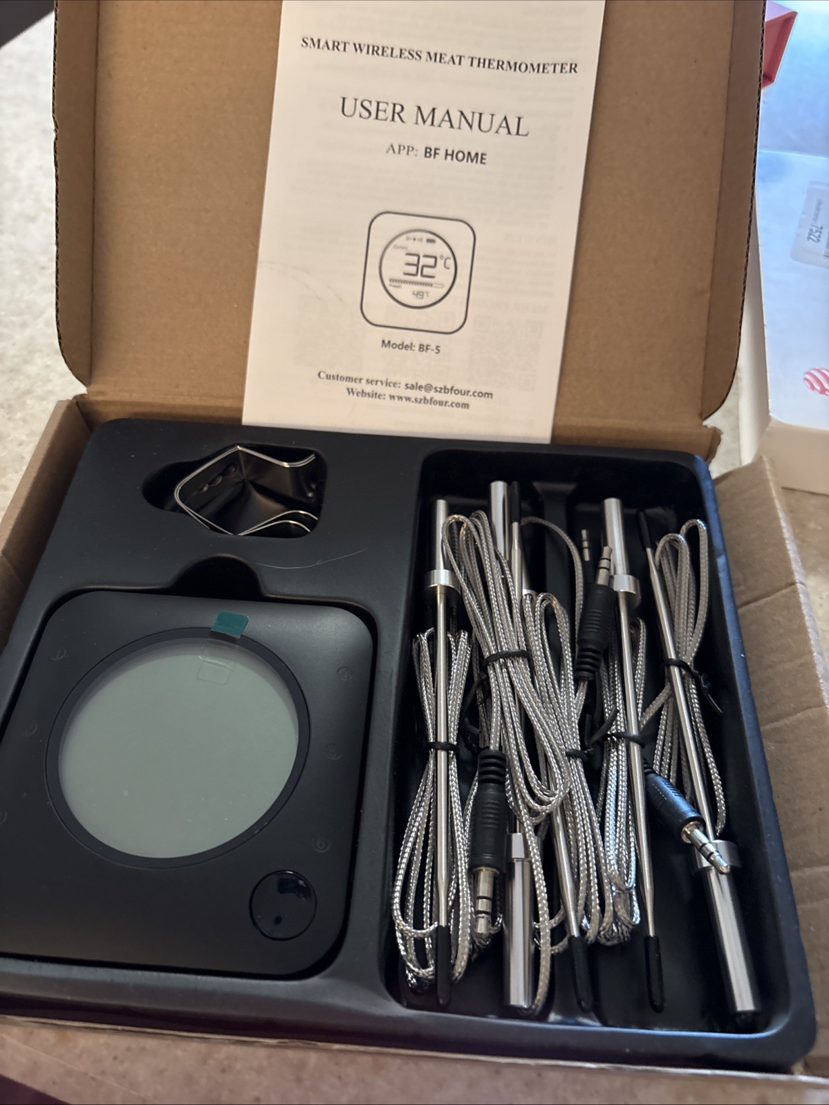 BFOUR Meat Thermometer Wireless Bluetooth, LCD Digital Meat Thermometer BF-5 EUC