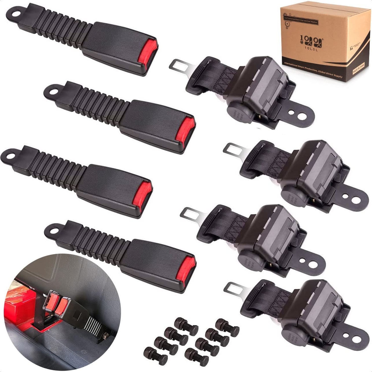 4 Pack Universal Golf Cart Seat Belts Kit for Yamaha Club Car EZGO ... Fast Ship