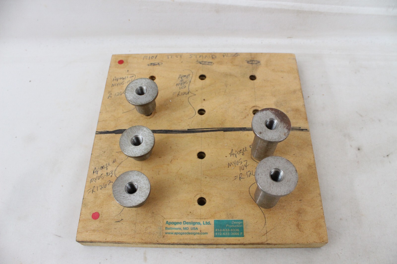 5 Apogee Designs M101 Test Stand Plug Lot MY05-104 MY05-103 MY05-101 R1262 Parts