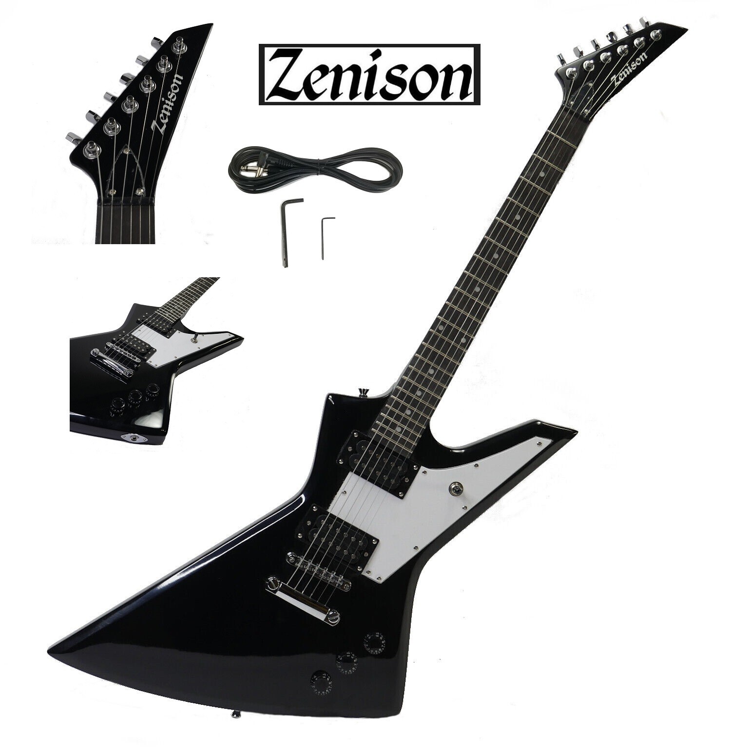 Zenison ELECTRIC GUITAR Black 6 String Right Handed Hard Rock Heavy Metal Style