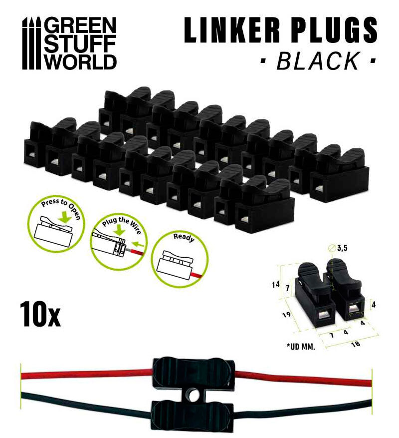 GSW 2-pins Linker Plugs Black (10pcs, to connect multiple LED lights)