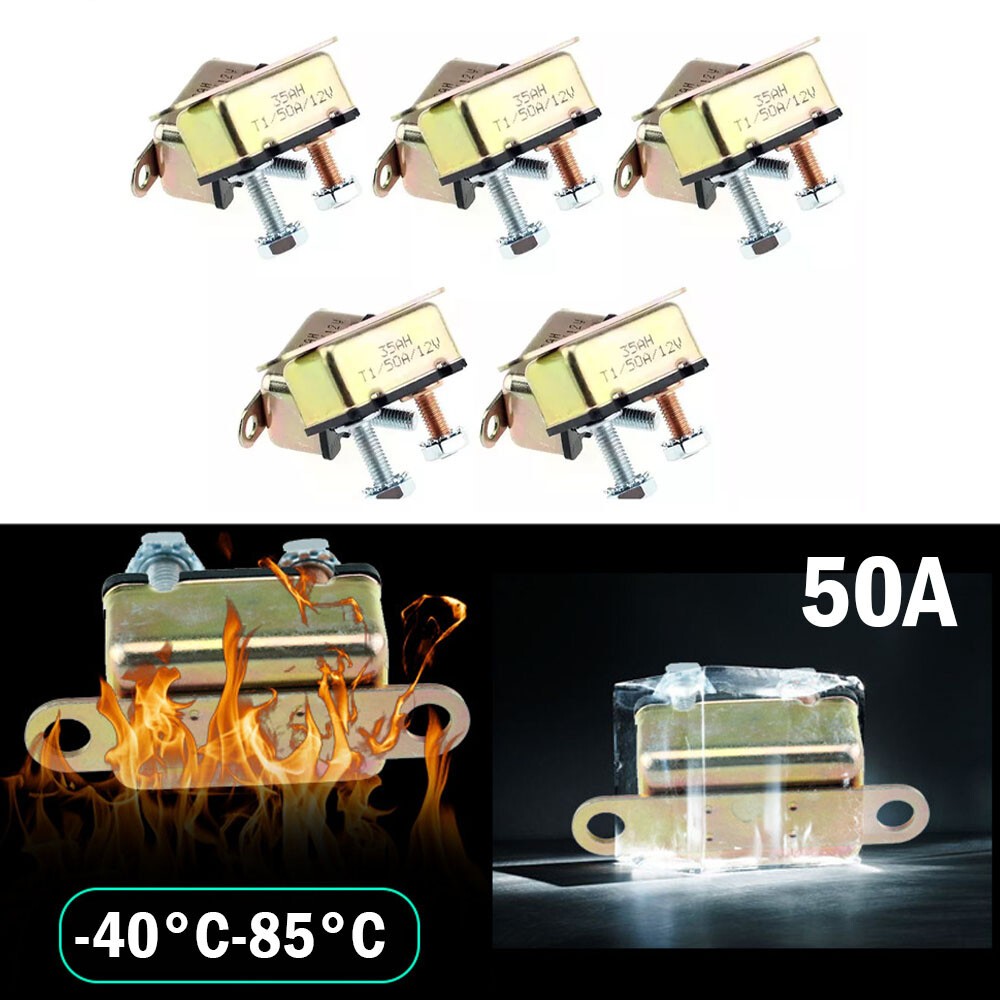 5pcs 12V 50A Auto Automatic Fuse Reset Circuit Breaker Copper Stud Bolt