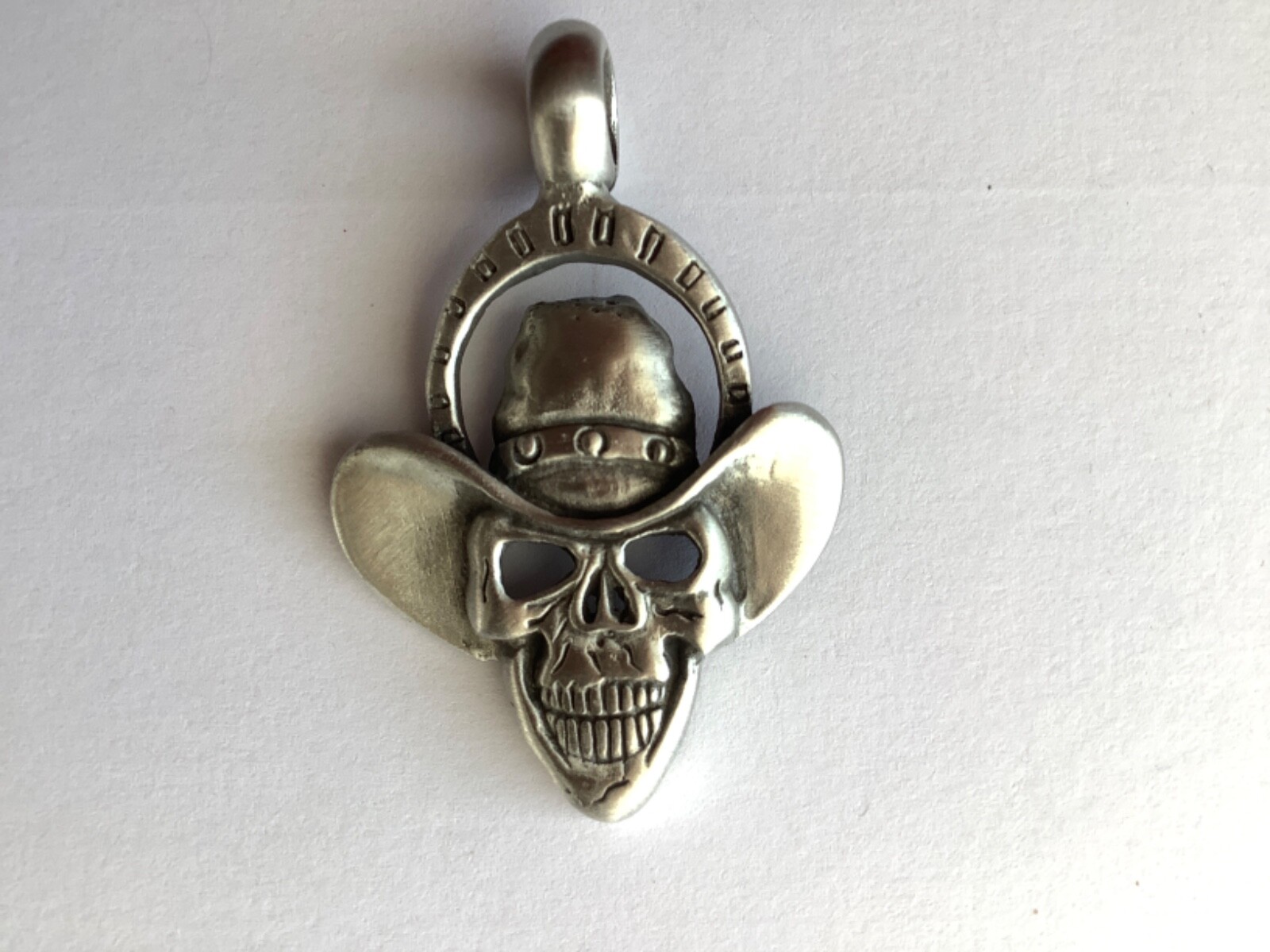 ANTIQUED PEWTER DROVER SKULL PENDANT LIMITED
