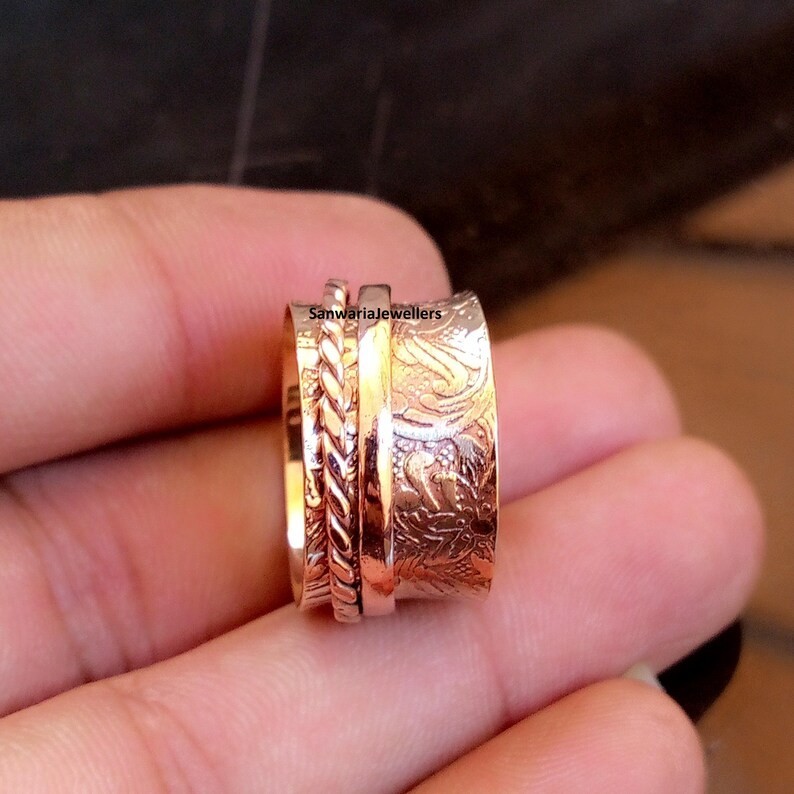 Handmade Copper Spinner Ring, Stacking Meditation Ring Woman Ring All Size