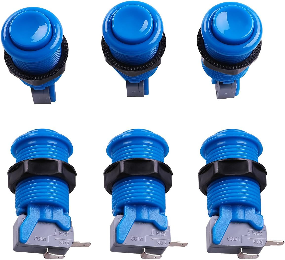 6 Piece HAPP Type Standard Arcade Push Button with Microswitch for Mame/Jamma/Ar