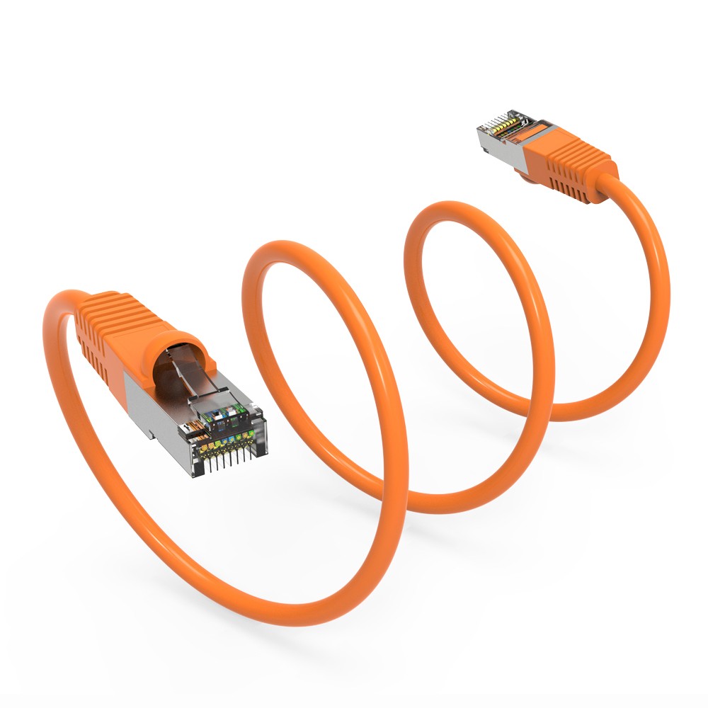 0.5Ft CAT5E Shielded (FTP) Ethernet Network Booted Cable Orange