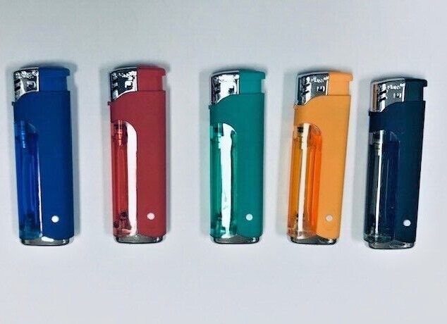 5 Flags LED Lighter Ass. Colors With LED Lighter 5 Pcs Display Box # 80-82 LED