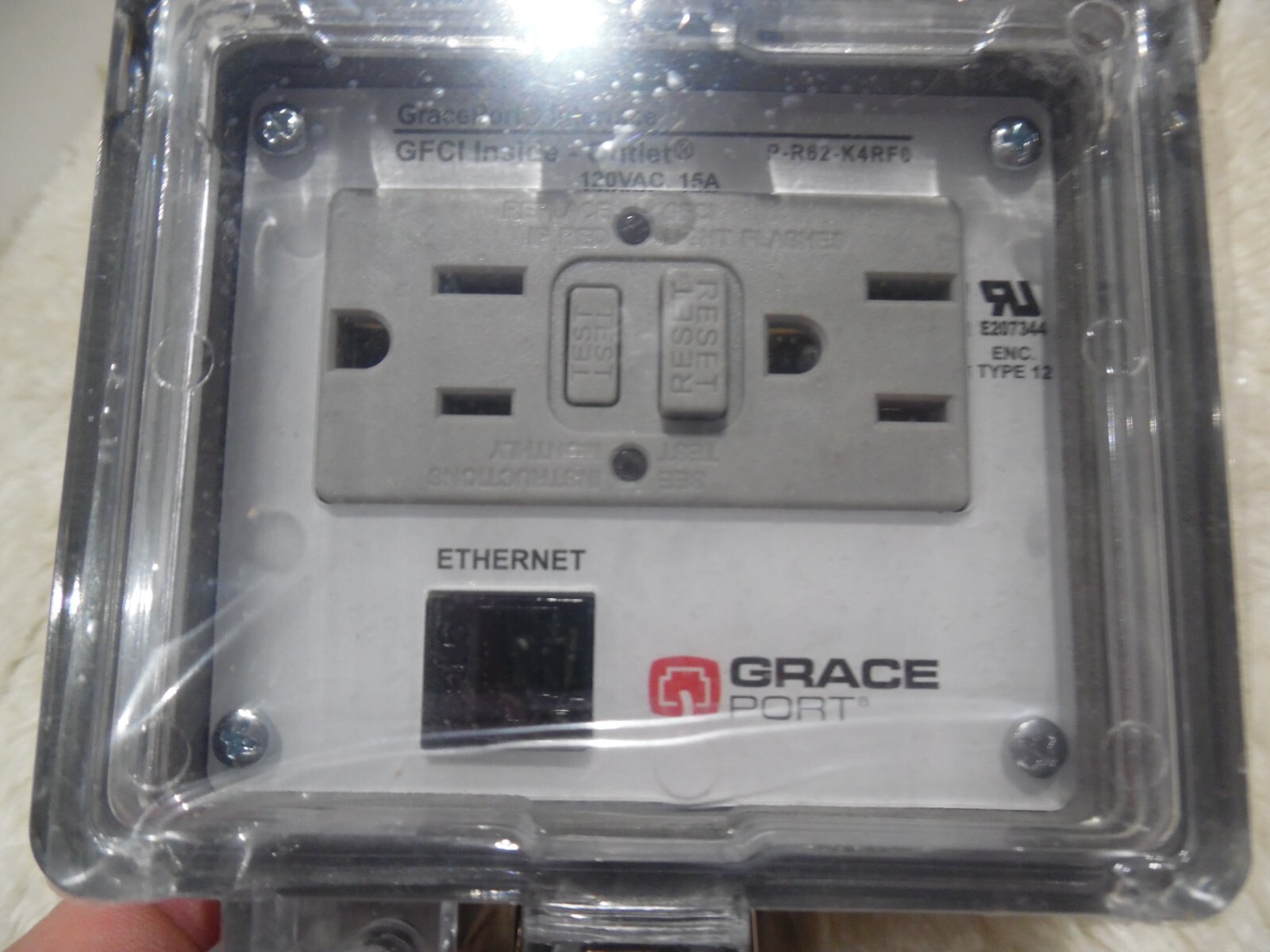 Grace P-R62-K4RF0 Panel Interface Connector Category 6 Ethernet GFCI Duplex