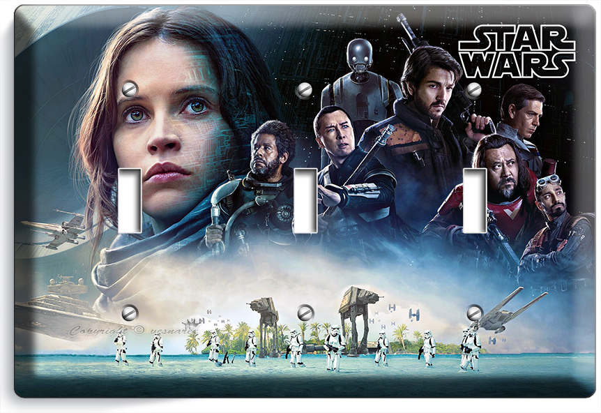 STAR WARS ROGUE ONE STORY JEDI REBELS TRIPLE LIGHT SWITCH WALL PLATE ROOM DECOR