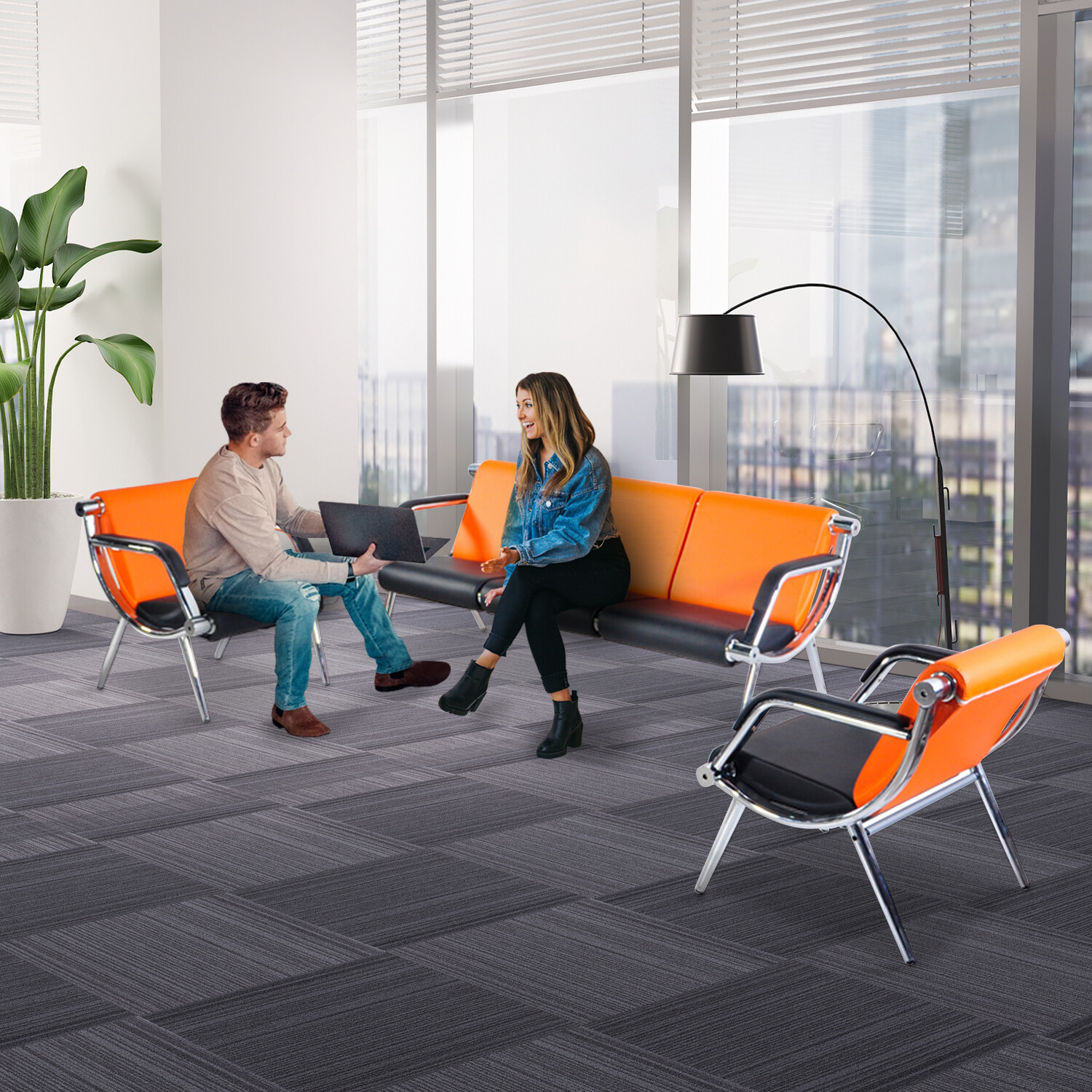 Waiting Room Chair Reception PU Leather Office Airport Bank Bench Guest Sofa