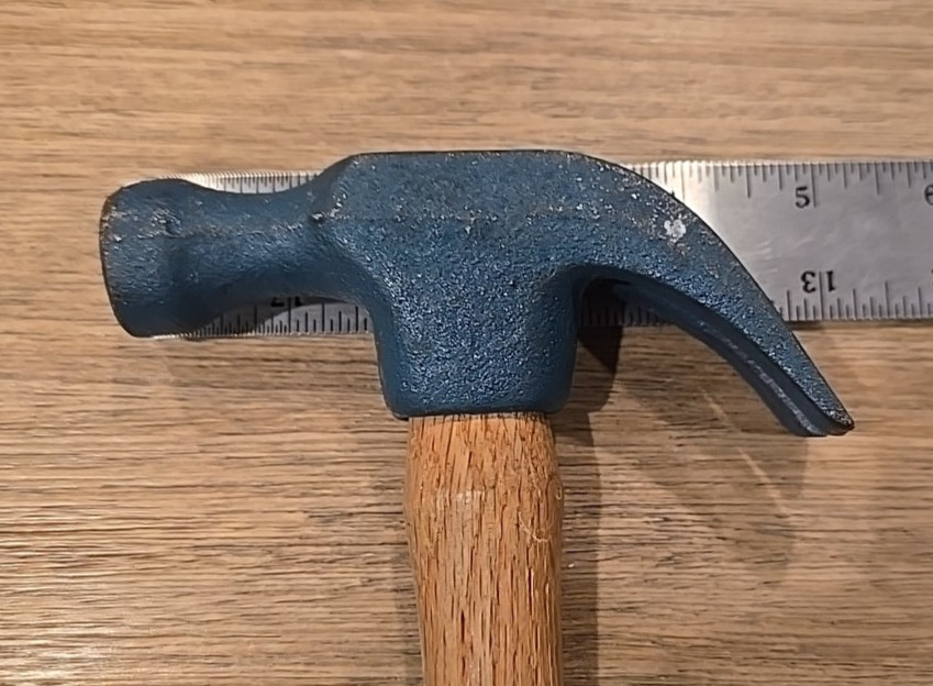 Vintage 16 oz Blue Head Claw Wood Handle Hammer