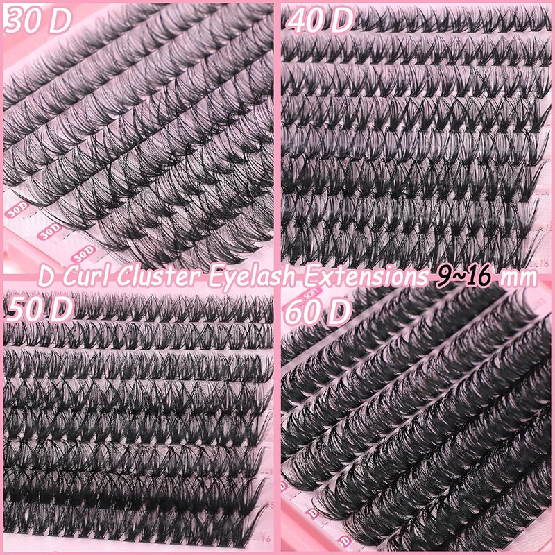 Lash Clusters, 640 Pcs Eyelashes Cluster Extensions 9-16mm Fluffy Individual Las