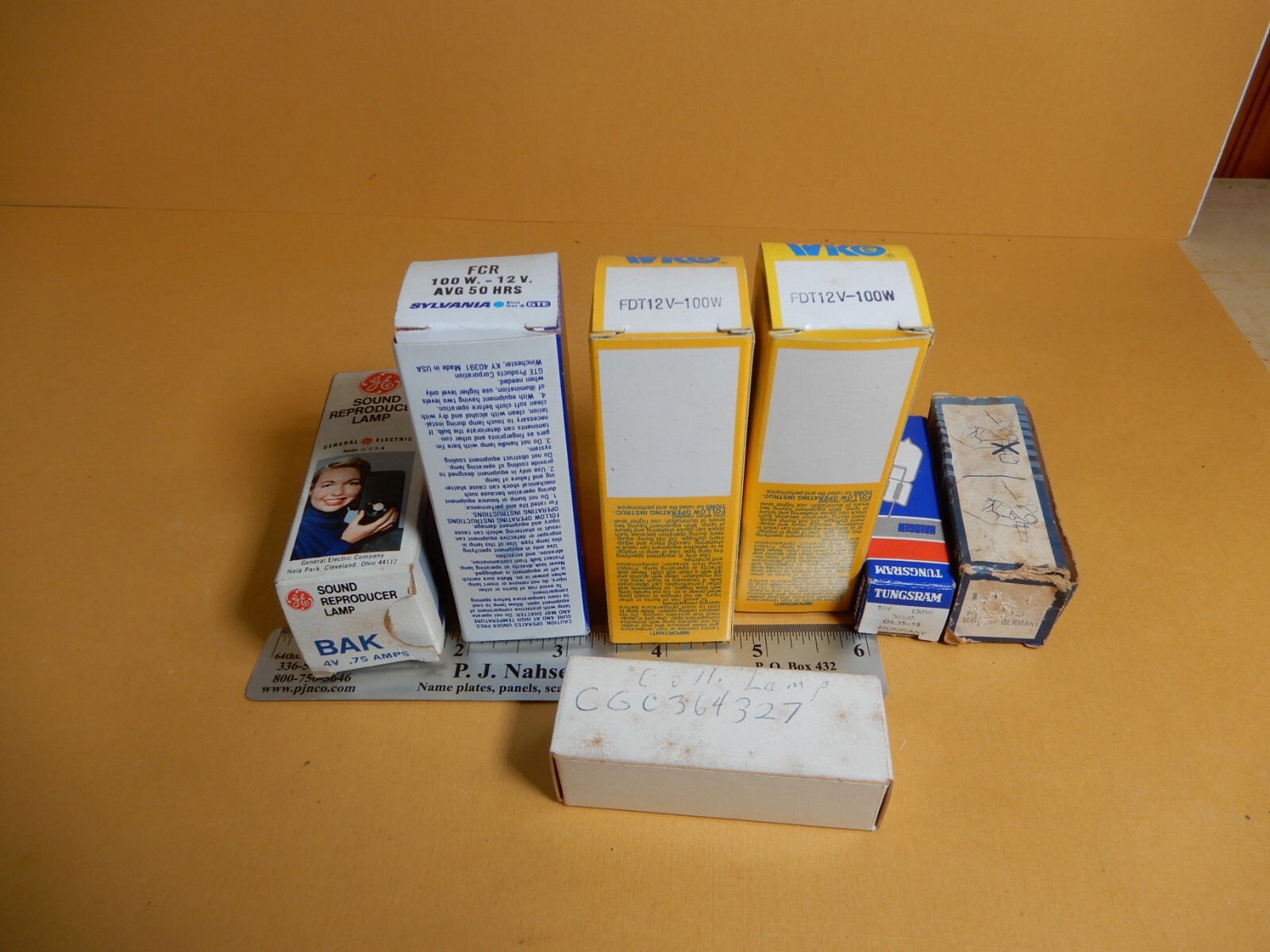 FDT 12V 100W Projection Lamp Bulbs Qty 3 NOS + Tungsrm 15V 150W 50530 Bulb Plus!