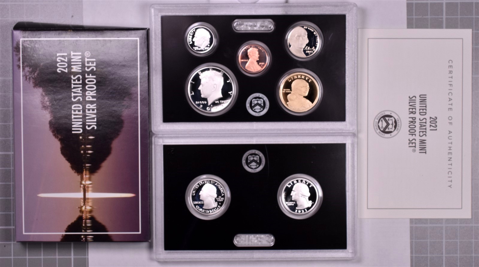 2021 U.S. Mint Silver Proof 7 Coin Set - With Box & COA