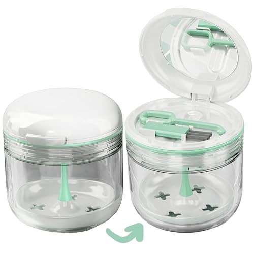 Retainer Case, Denture Bath Box with Strainer Basket, Mouth Guard Case, White