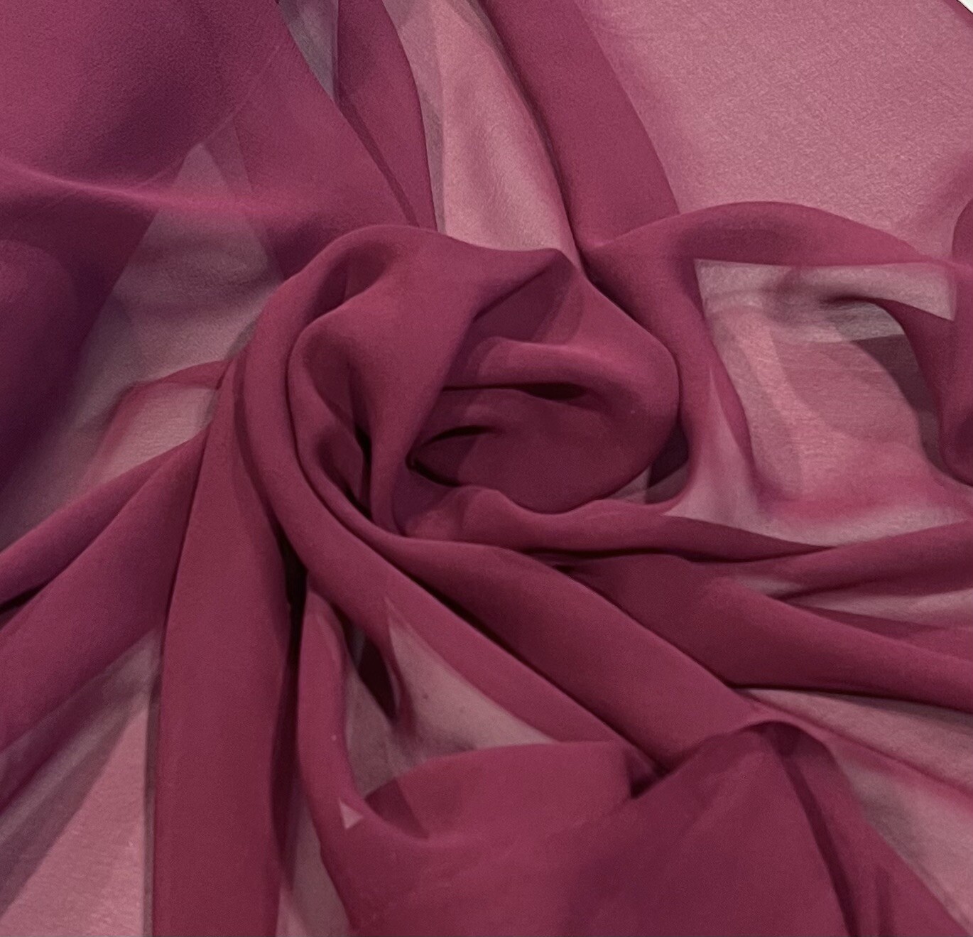 WINE  100% Silk Chiffon Fabric 45” Width  Sold By The Yard