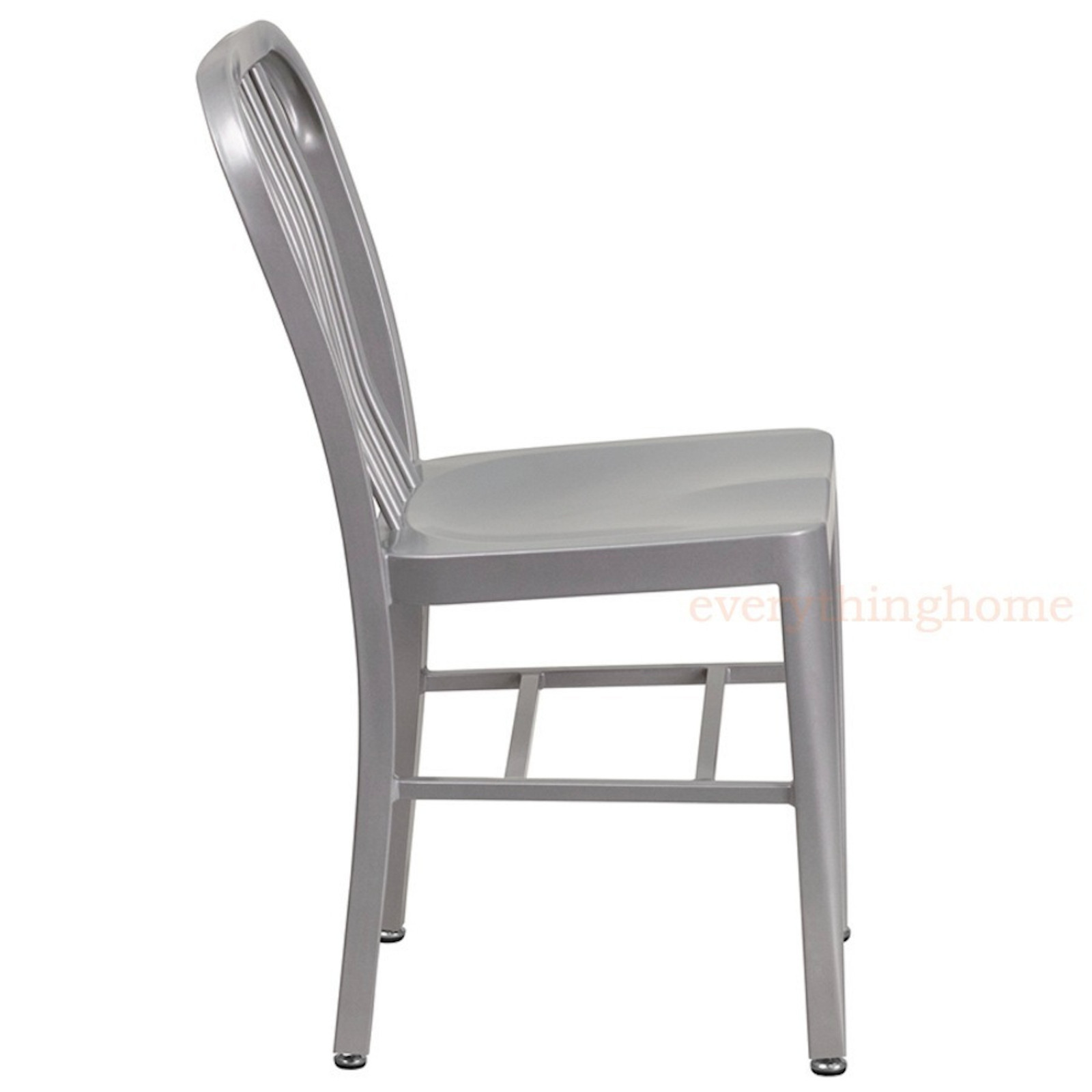 Mid-Century Silver 'Navy' Style Dining Chair Cafe Patio Restaurant In-Outdoor