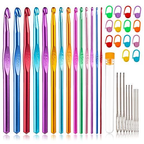 14Pc Crochet Hook Knitting Needles Set for Crocheting Yarn Clover Craft Supplies