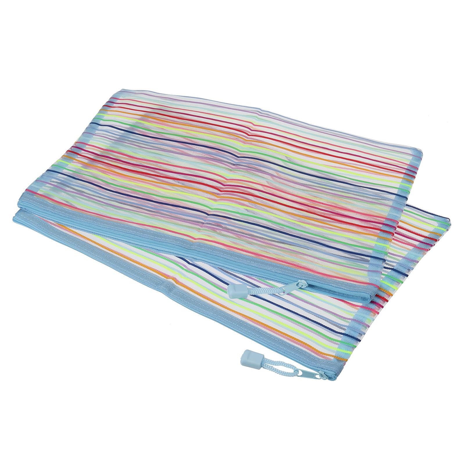 6Pcs Mesh Zipper Pouches A4 Colorful Document Bags Storage Organizer Sky Blue