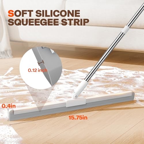 Silicone Squeegee for Floor, 180° Rotating Squeegee Broom, Floor Squeegee with