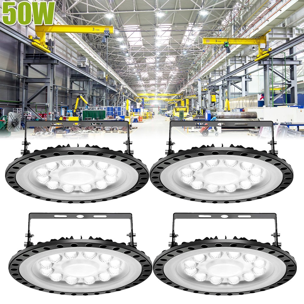 4 Pack 50W Watt LED UFO High-Bay Warehouse Light GYM Industrial Shop Area Lamp