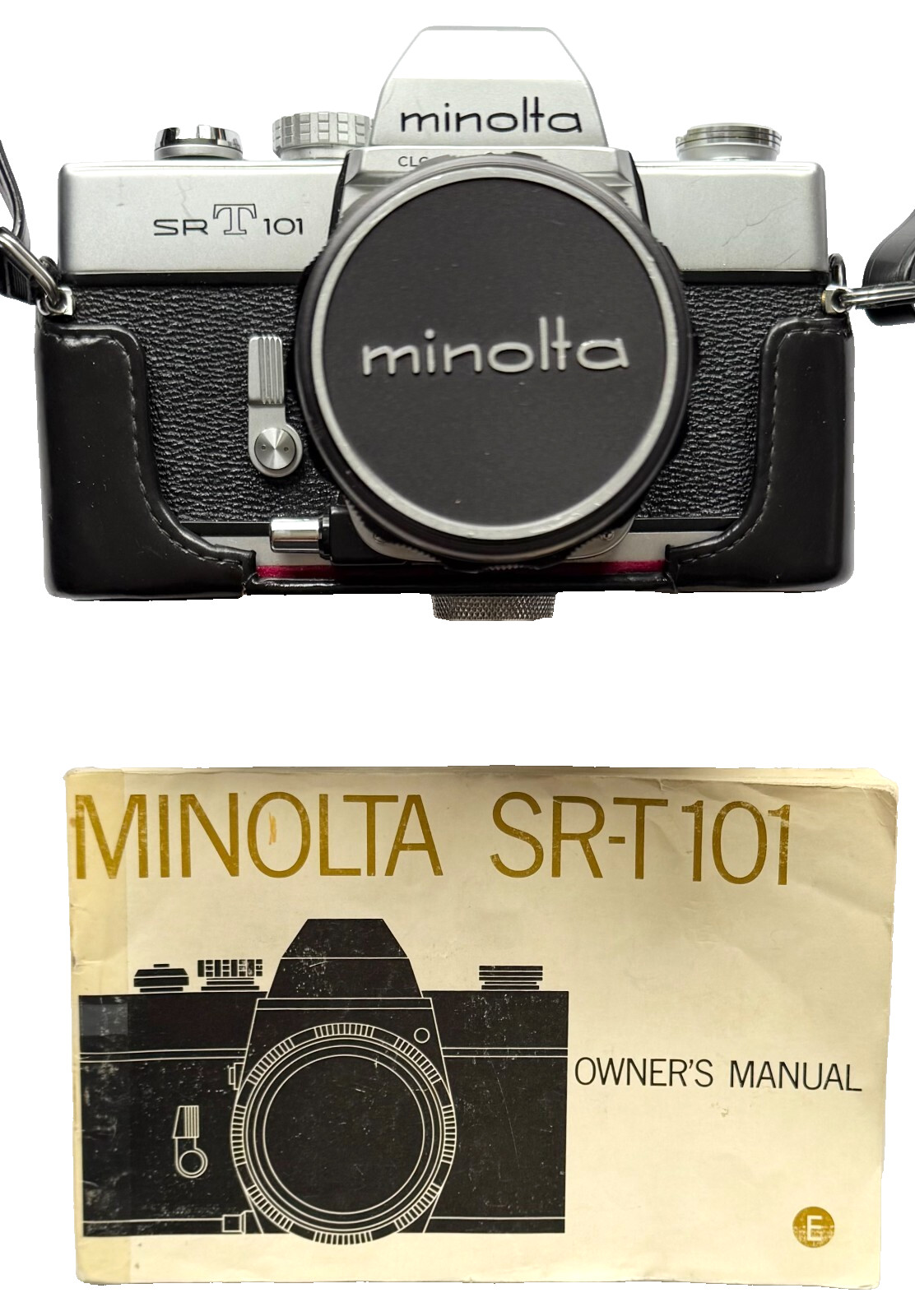 EXCELLENT MINOLTA SRT101 BLACK SLR 35mm FILM CAMERA WITH AUTO ELECTROFLASH JAPAN