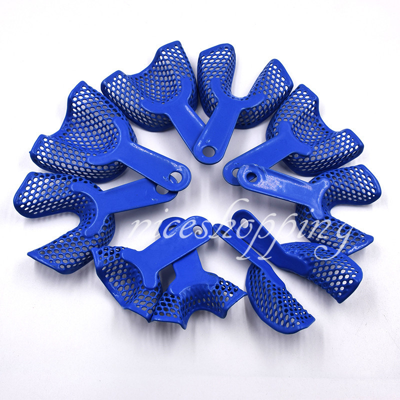 10 Pcs Dental Plastic-Steel Impression Trays Denture Instruments Materials