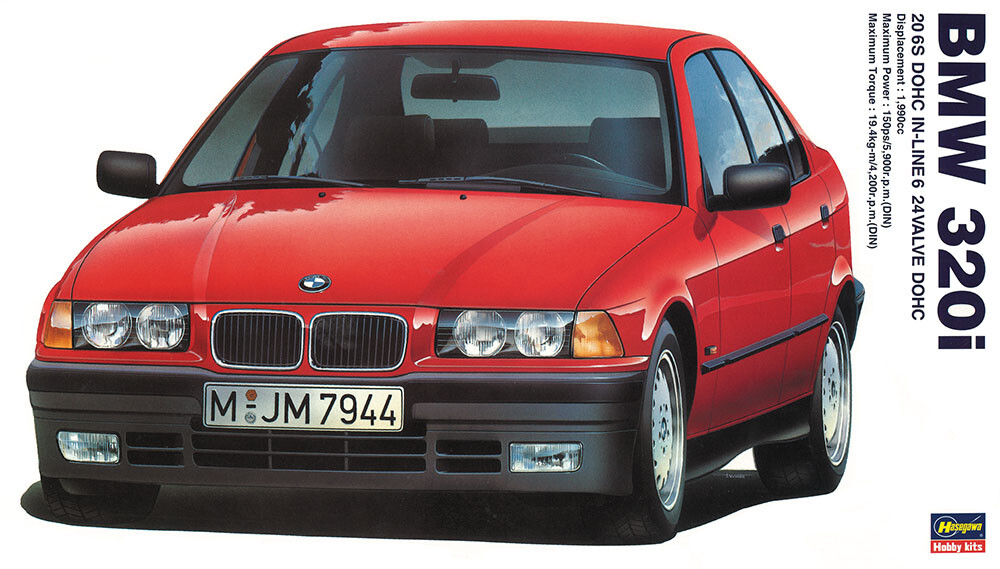 Hasegawa 20313 1/24 Scale Model Car Kit BMW E36 3 Series 320i 4 Door Sedan