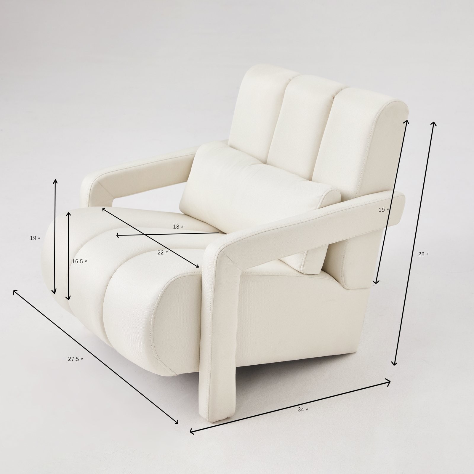 Modern Linen Fabric Upholstered Accent chair Lounge Arm Chair with Pillow Beige