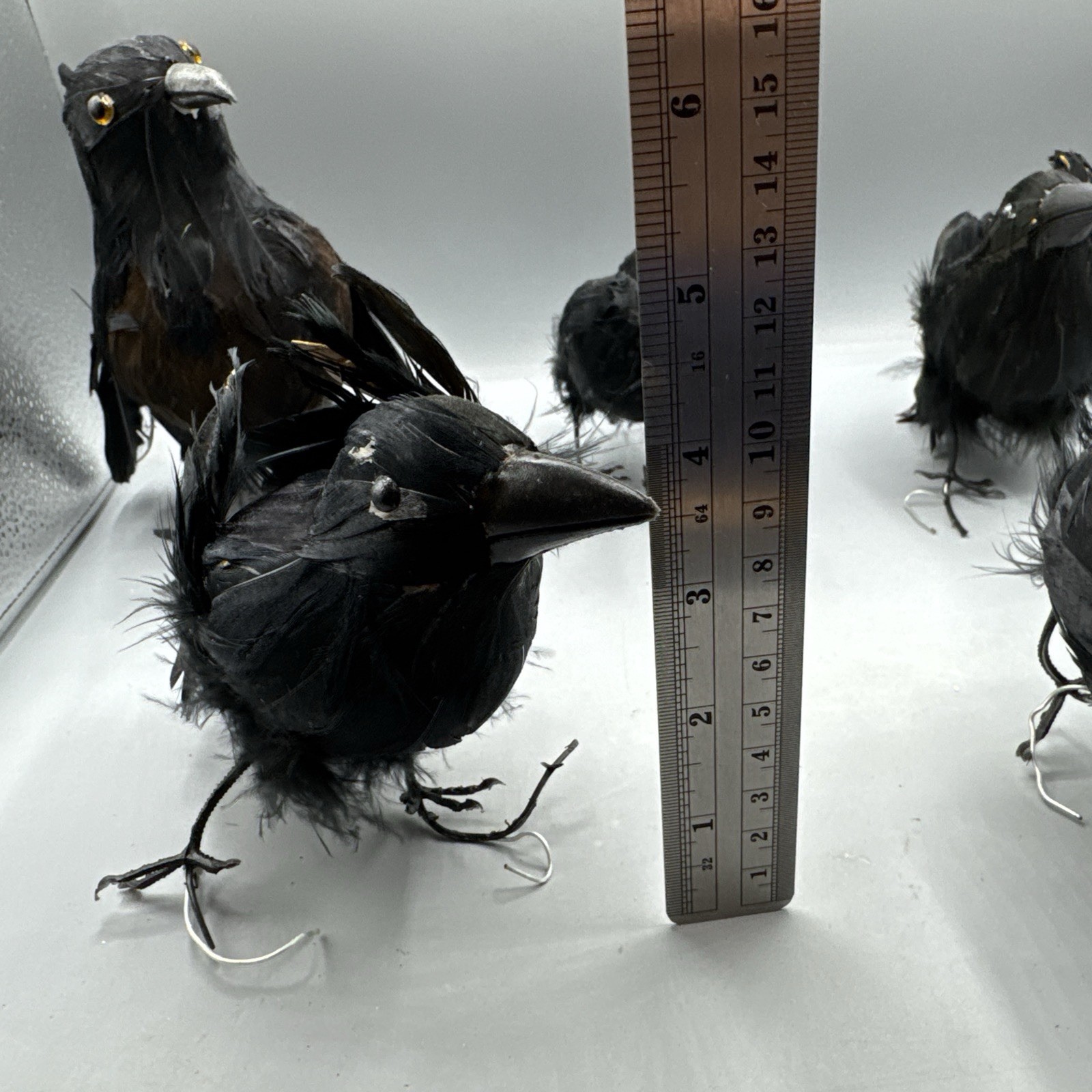 5 PCS Black Feathered Crows Halloween Ravens