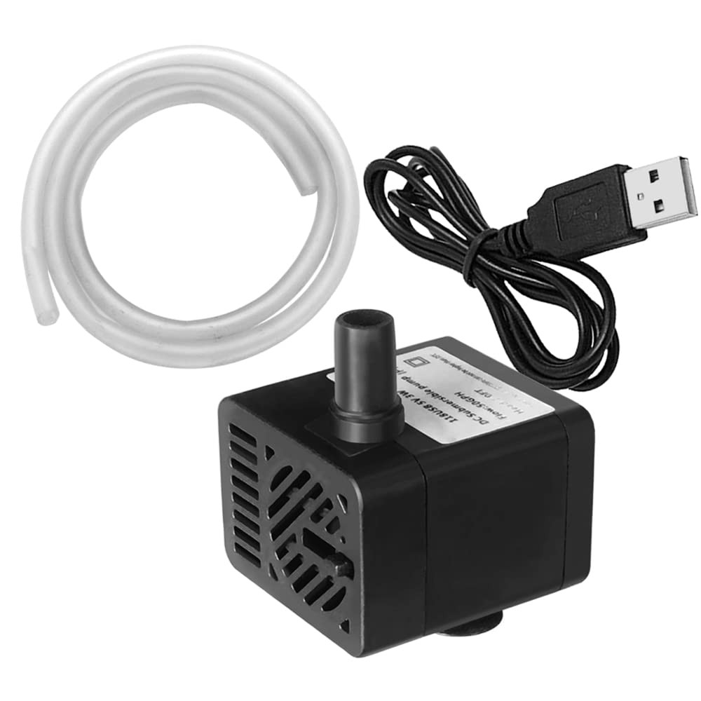 PULACO DC 5V USB Mini Submersible Water Pump with Tubing for Pet Fountain, Aq...