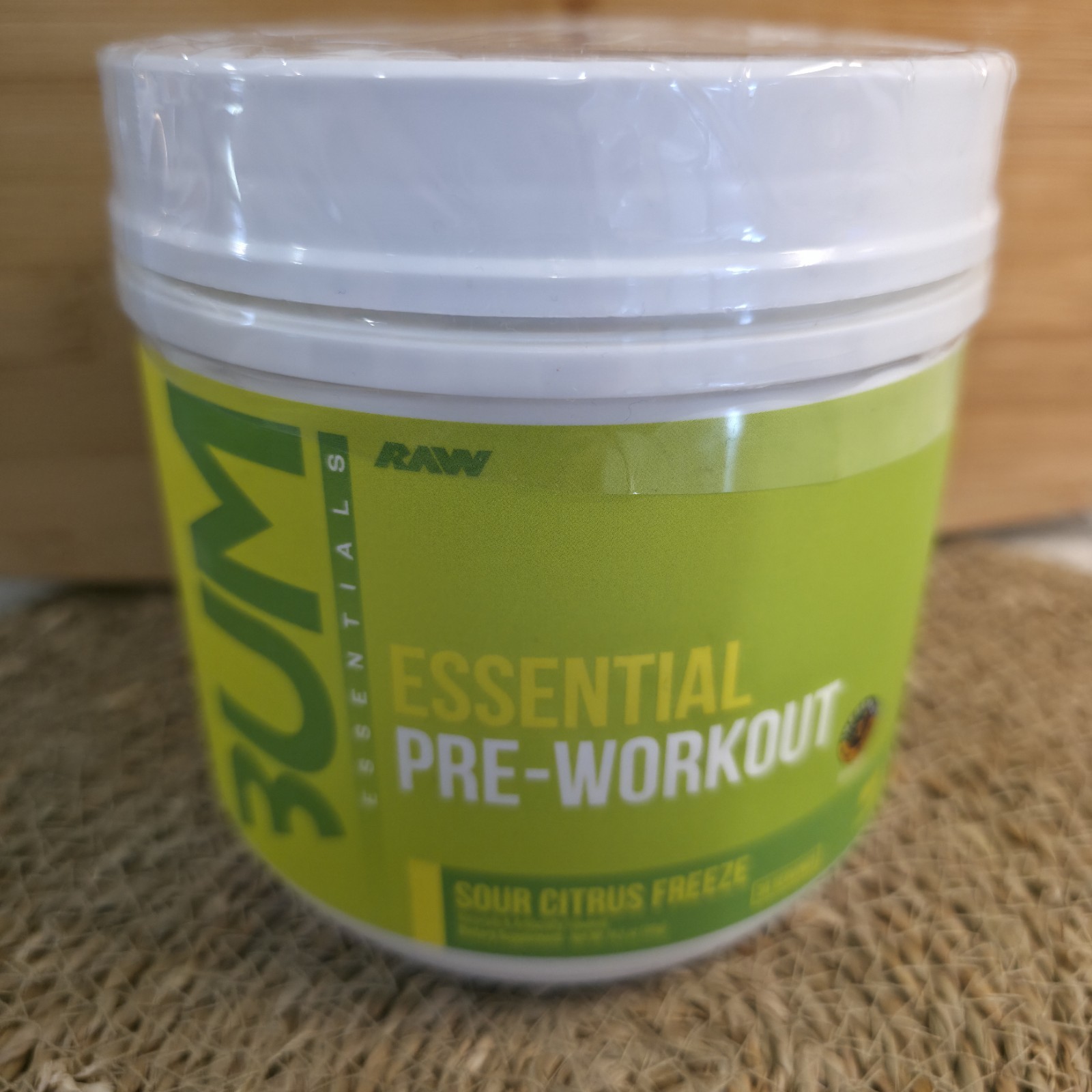 RAW Essential Pre-Workout Powder Sour Citrus Freeze 14.5 oz 30 Servings