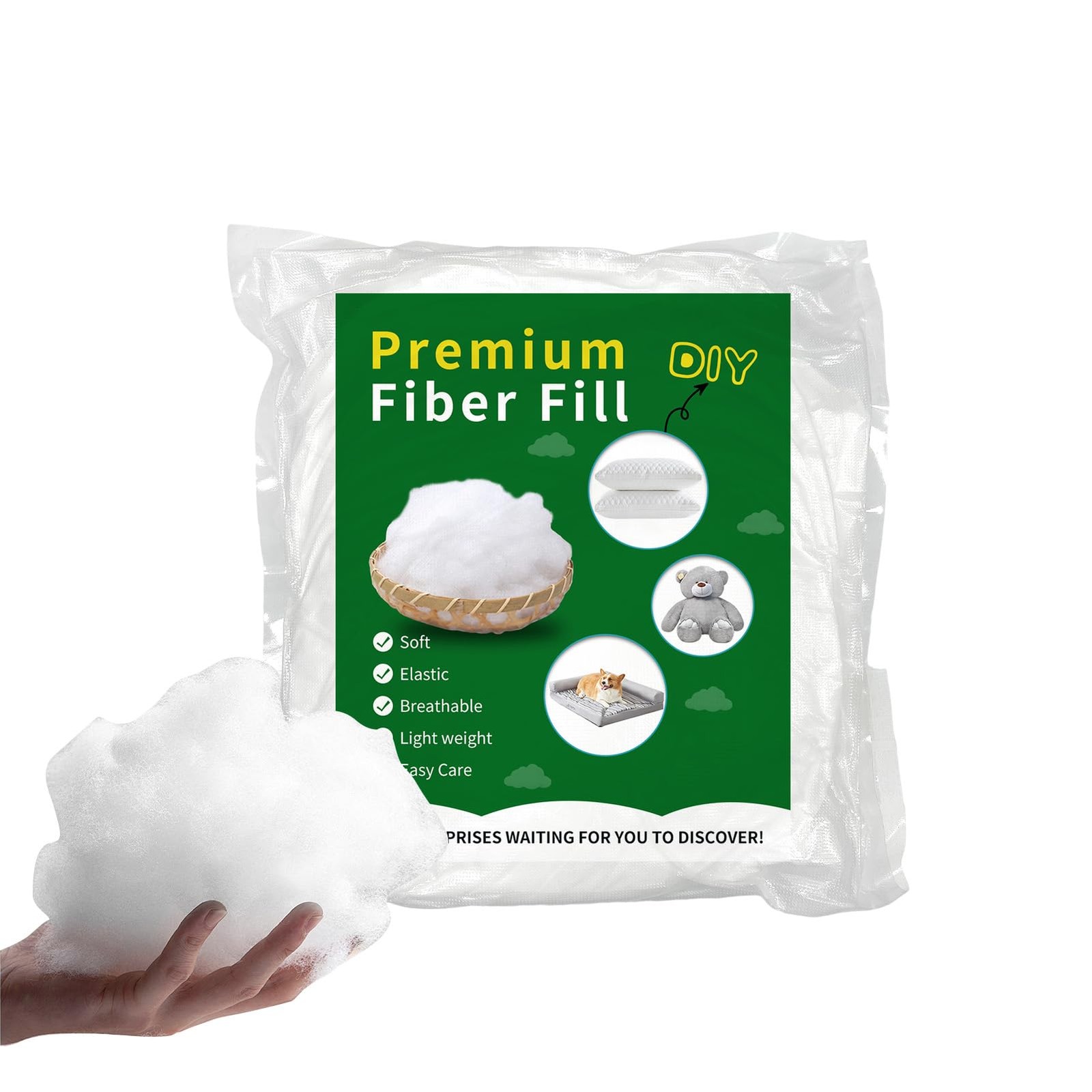 Daylendar Polyfill Stuffing Fiber Fill 100g/0.22lb,Premium 100g/0.22lb, white