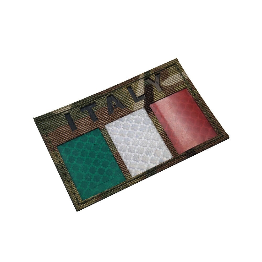 Reflective IR Italia Italian Flag Italy Country Flag Tactical Hook Loop Patch CP