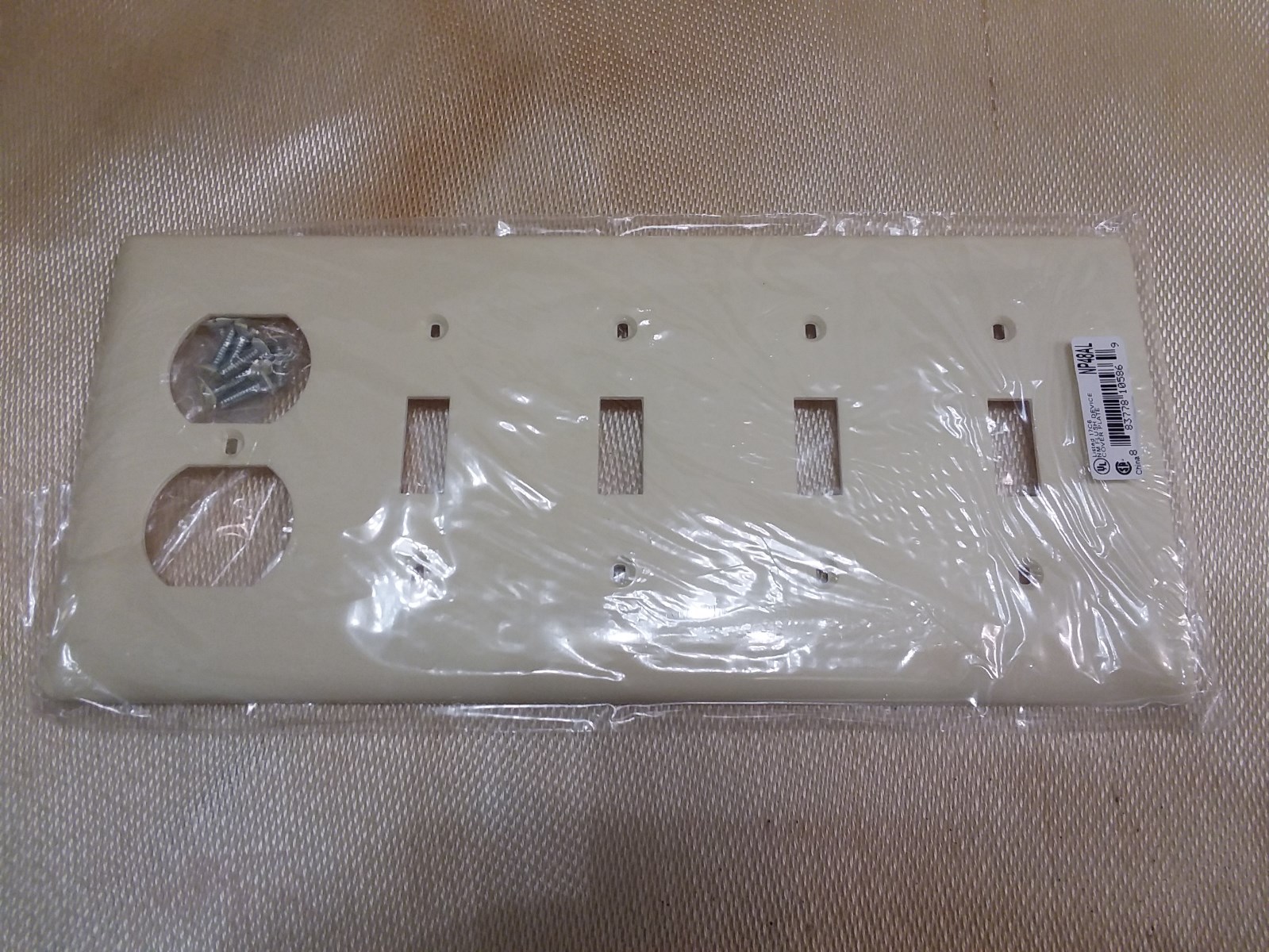 Hubbell NP48AL Nylon Wall Plate 5-Gang, 4-Toggle, 1-Duplex, Almond