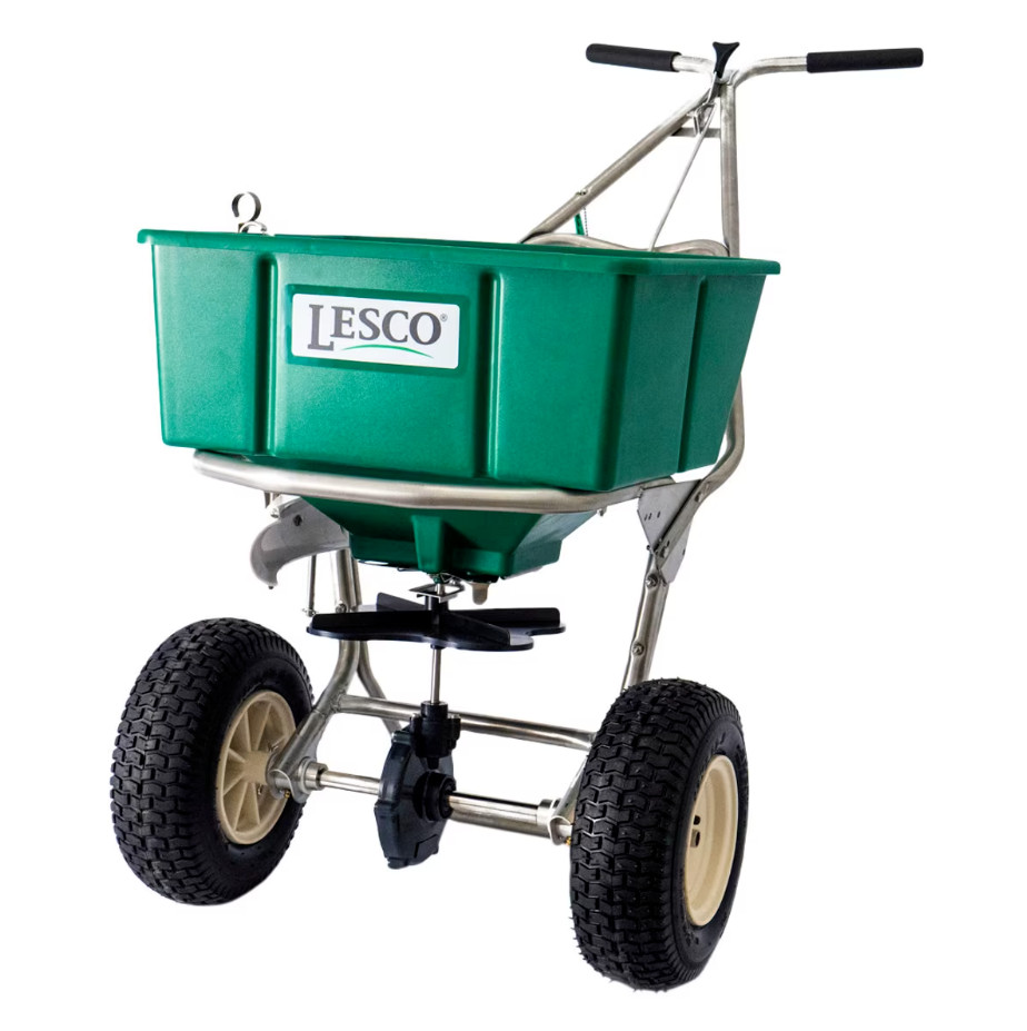 LESCO 101186 High Wheel Push Spreader with Manual Deflector Kit