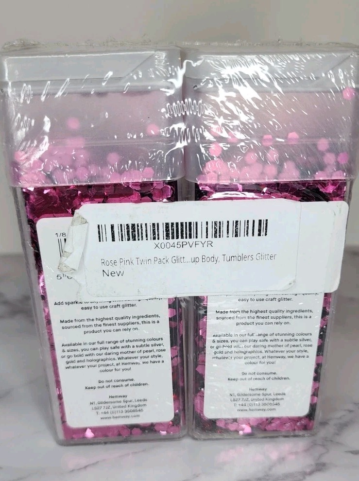 Rose pink Super Chunky Craft Glitter Shaker 110g Hemway tumler Art 2pcs 1/8" 3MM