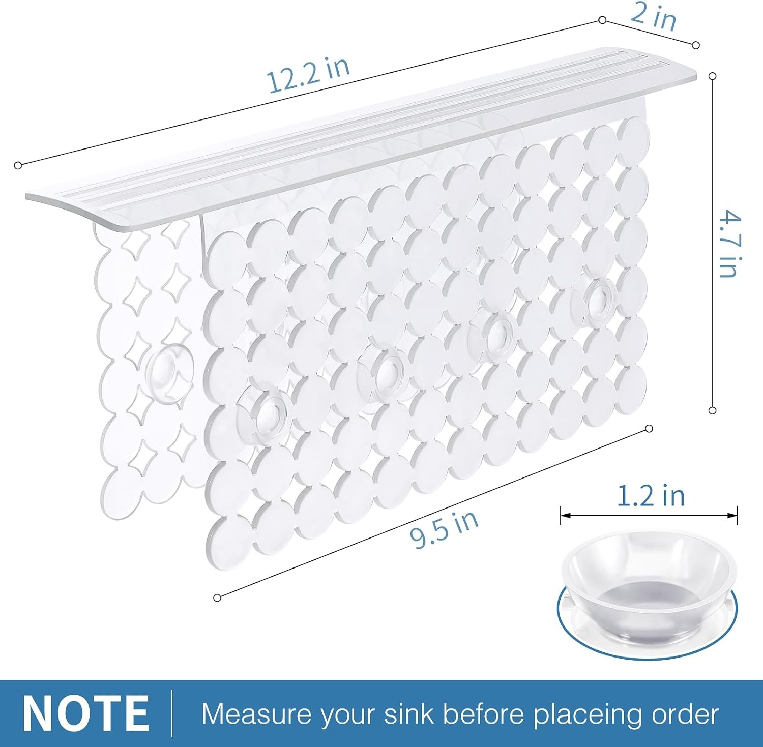 Plastic Sink Saddle, Sink Divider Mat with Strong Suction Cups, Kitchen Divided