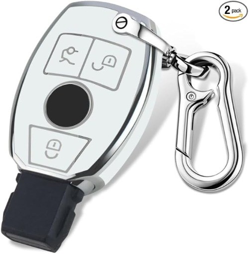 Key Fob Cover, Soft TPU Key Case is Compatible with CLS CLK AMG Color: C-White