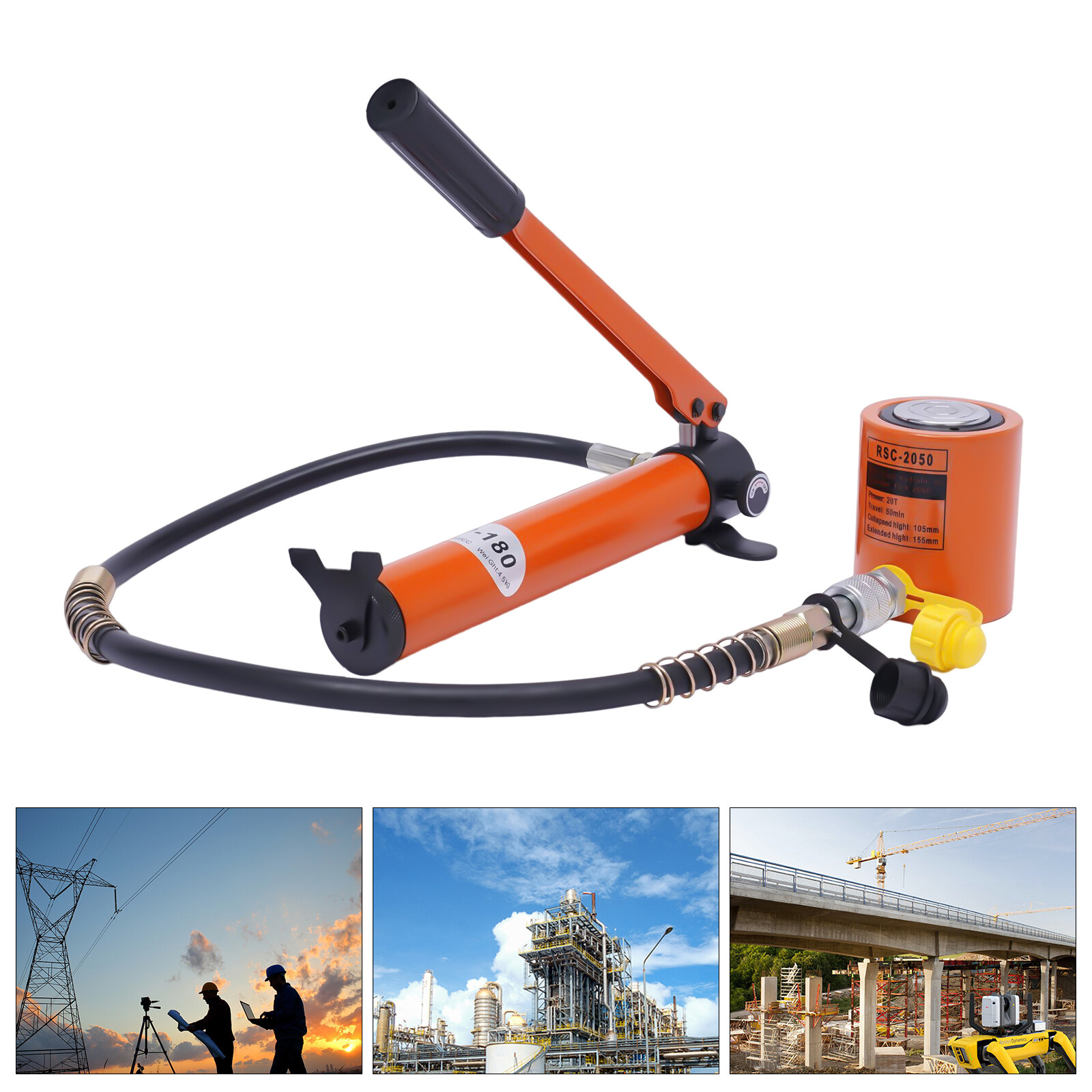 20 Ton Lifting Jack High Pressure Manual Hydraulic Pump Handheld with Hose