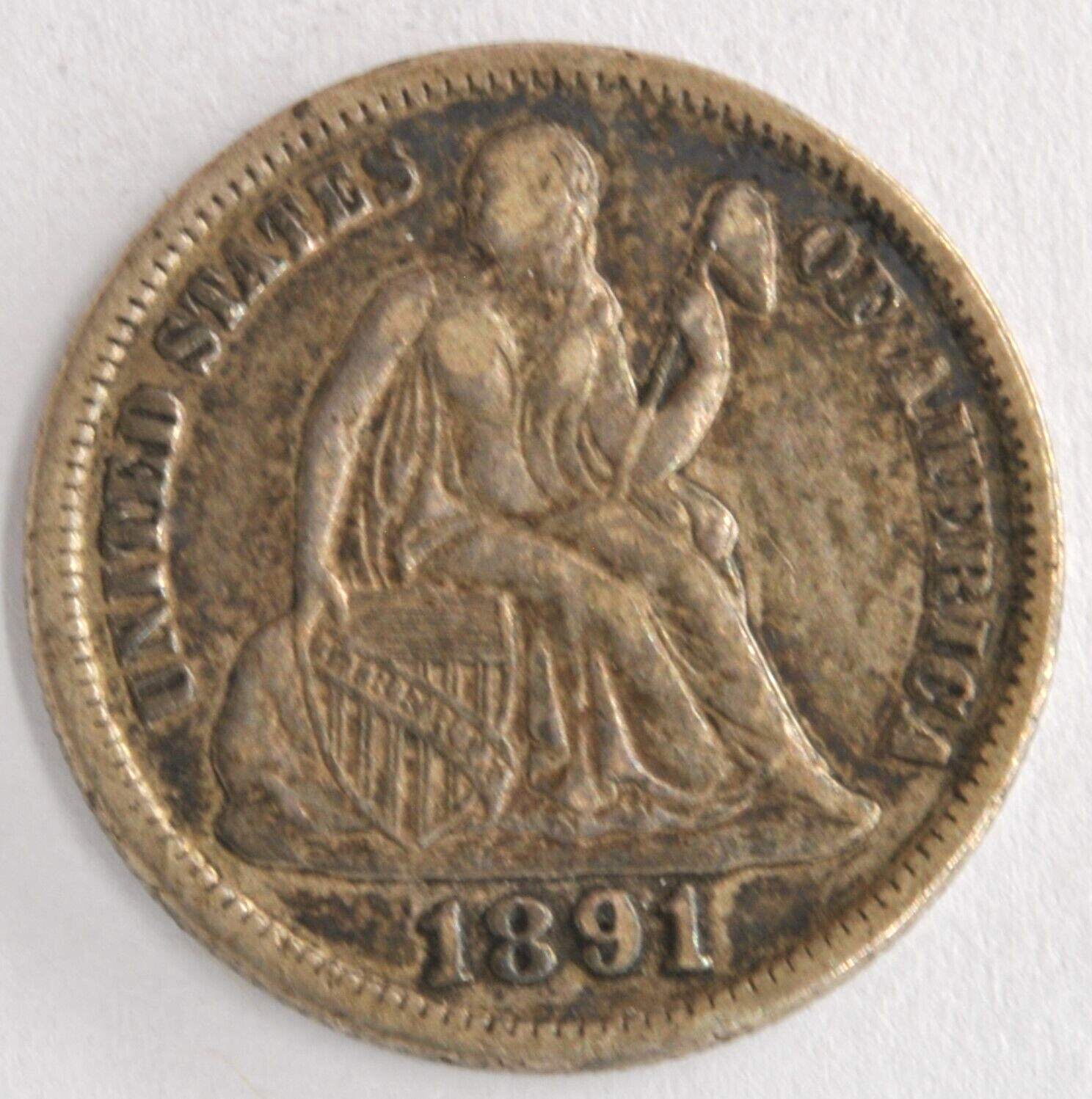 United States 1891-S Seated Liberty Dime 10c 90% Silver San Francisco Mint Coin